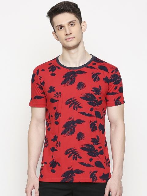 

FiTZ Men Red Printed Round Neck T-shirt