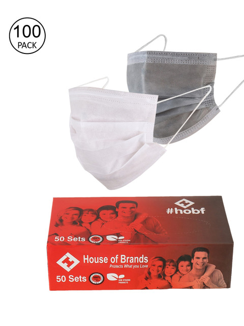 

LONDON FASHION hob Unisex Pack Of 100 3-Ply Protective Outdoor Mask With Nose Pin, Grey
