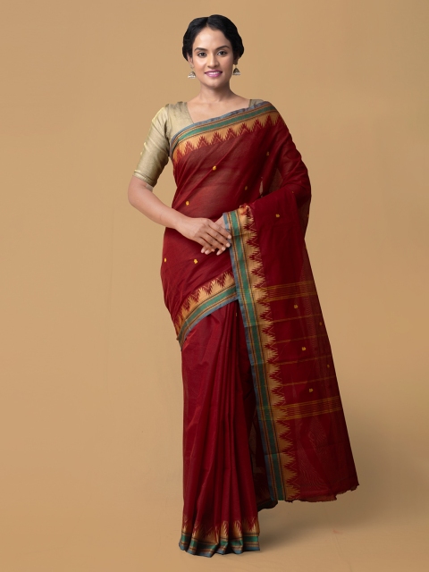 Unnati Silks Red Woven Design Kanjeevaram Saree