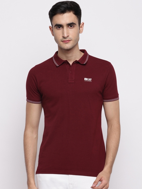

Pepe Jeans Men Maroon Solid Polo Collar T-shirt