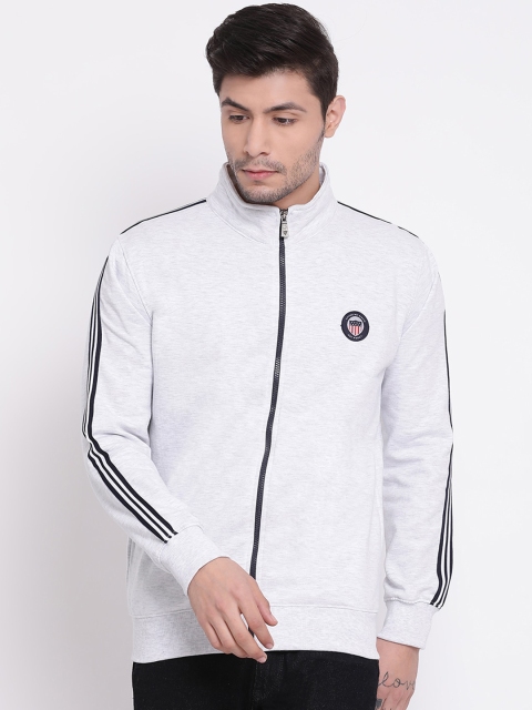 

COBB Men Grey Solid Sweatshirt with Side Stripes