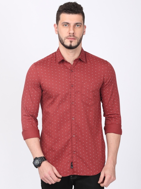 

FOGA Men Maroon Regular Fit Printed Casual Shirt