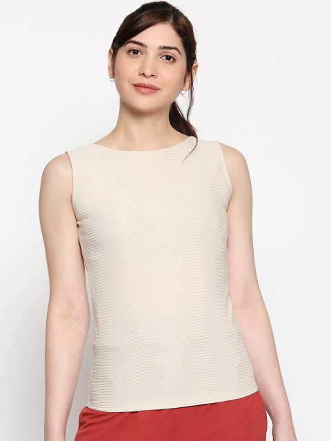 

inocenCia Women Cream-Coloured Self Design Top