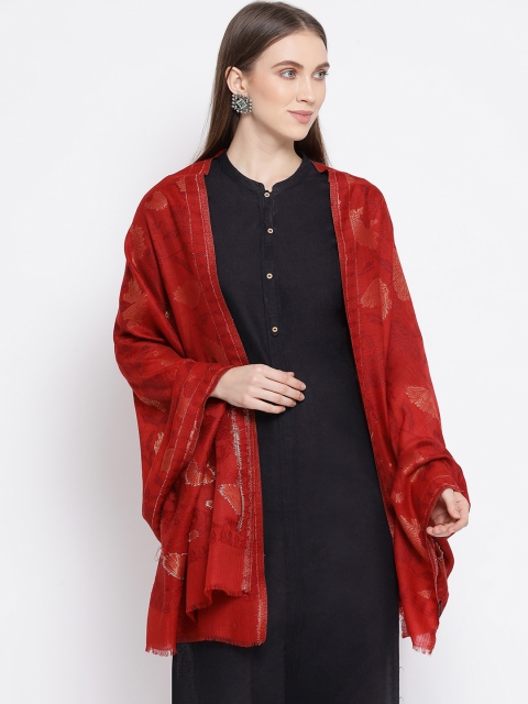 

SHINGORA Women Red & Beige Jacquard Woven Design Stole