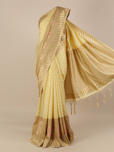 

Pothys Cream-Coloured Woven Design Jute Silk Saree