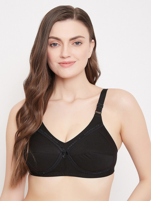 

Klassik Black Solid Non-Padded Non-Wired Super Support Everyday Bra-KLBLKFLT1