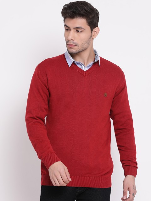 

COBB Men Red Solid Pullover Sweater