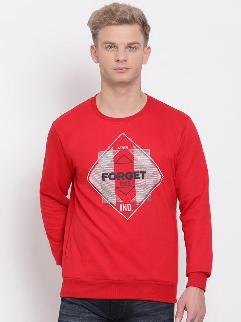 

COBB Men Red Printed Cotton Sweatshirt