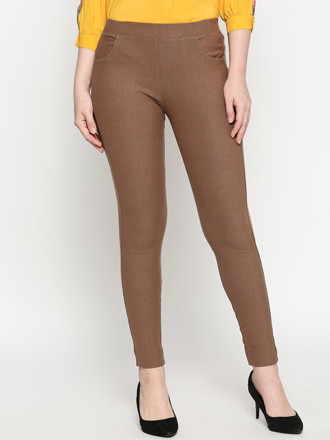 

inocenCia Women Brown Solid Skinny-Fit Treggings