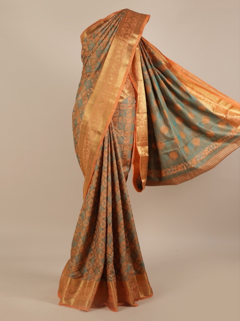 

Pothys Peach-Coloured Woven Design Saree with Zari Border
