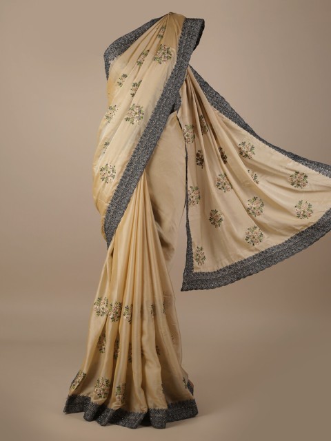 

Pothys Cream-Coloured Embroidered Poly Georgette Saree