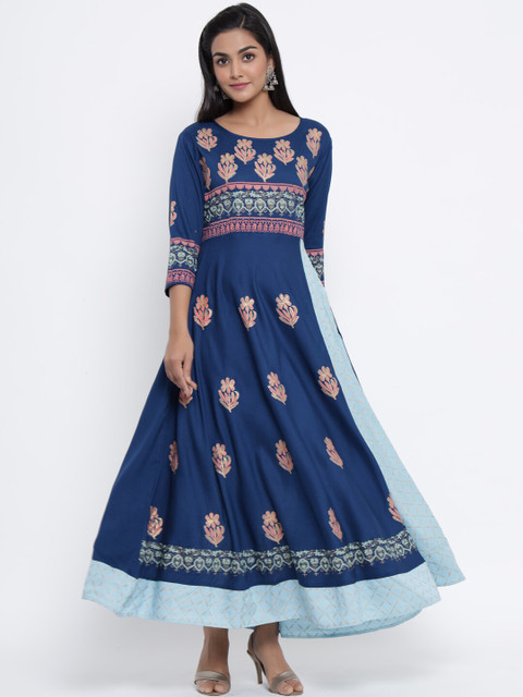 

WomenMagic Women Blue Printed Anarkali Kurta