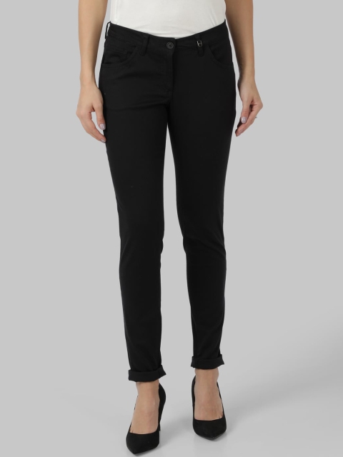 

Park Avenue Woman Women Black Tapered Fit Solid Regular Trousers