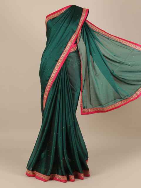 

Pothys Green Solid Poly Georgette Saree
