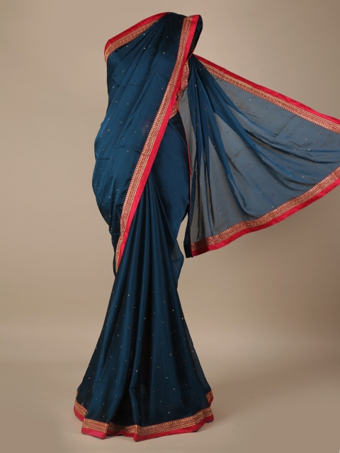 

Pothys Blue Embellished Poly Georgette Saree