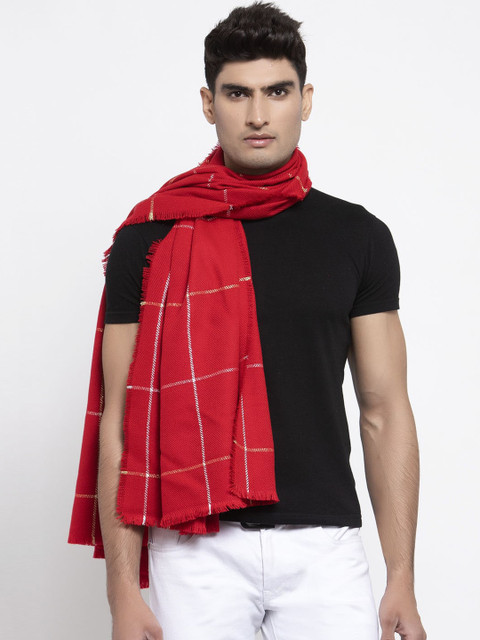 

Calvadoss Men Red & White Checked Mufflers