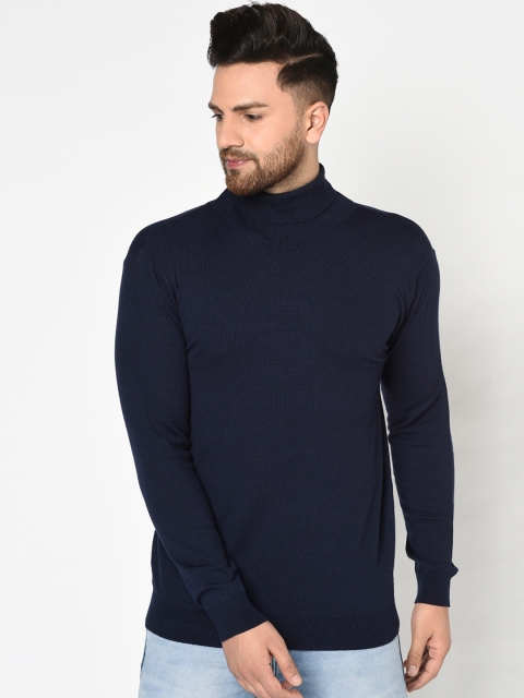 

METTLE Men Navy Blue Solid Pullover Sweater