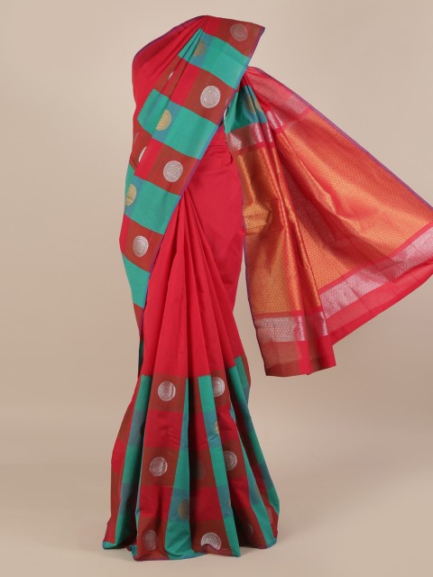 

Pothys Multicoloured Colourblocked Silk Cotton Saree with Zari Ornamentation, Multi