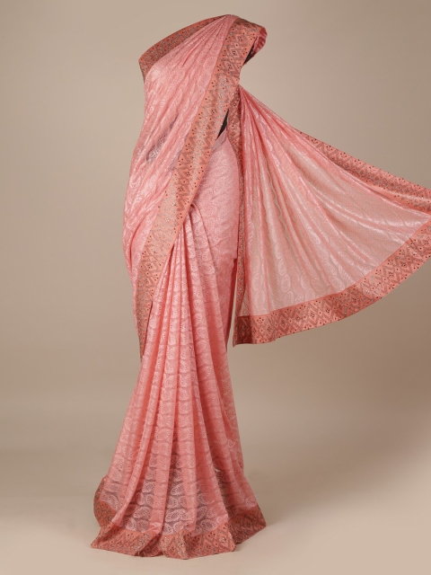 

Pothys Pink Solid Net Saree