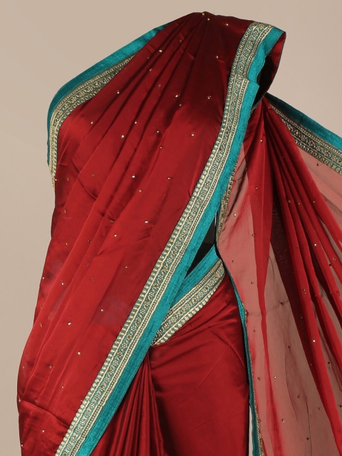 

Pothys Maroon Solid Poly Georgette Saree