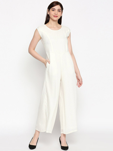 

inocenCia Women White Self Design Jumpsuit