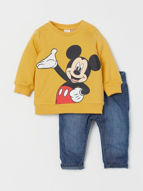 

H&M Boys Blue & Yellow Mickey Mouse Printed 2-Piece Set