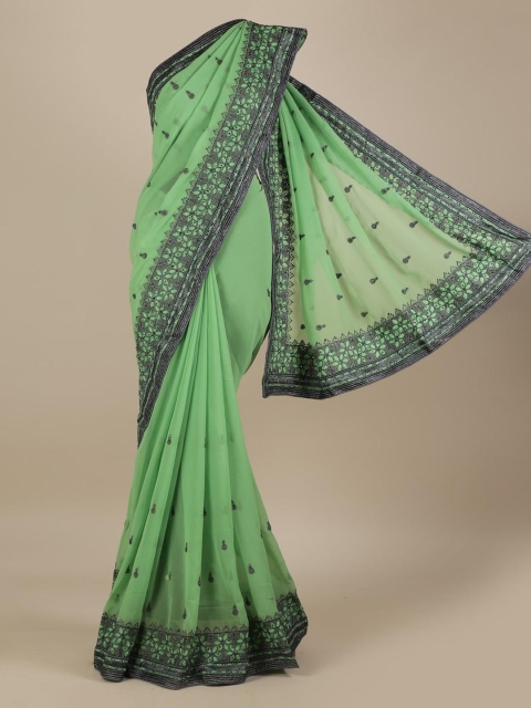 

Pothys Green Embellished Poly Georgette Saree