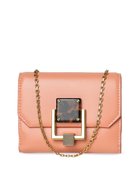 

CHARLES & KEITH Women Peach-Coloured Solid Envelope Wallet