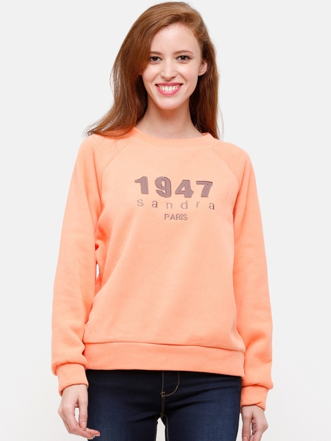 

STROP Women Orange Printed Sweatshirt