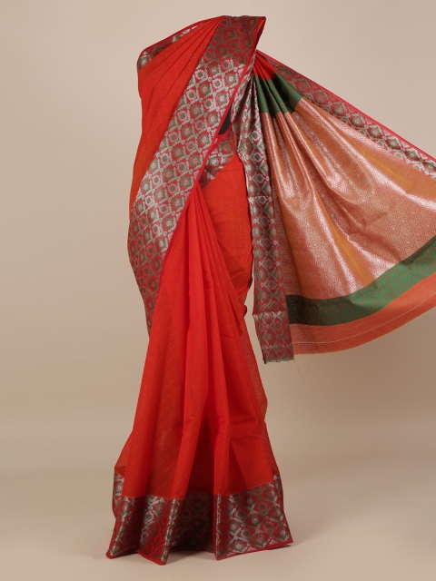 

Pothys Red Solid Silk Cotton Saree