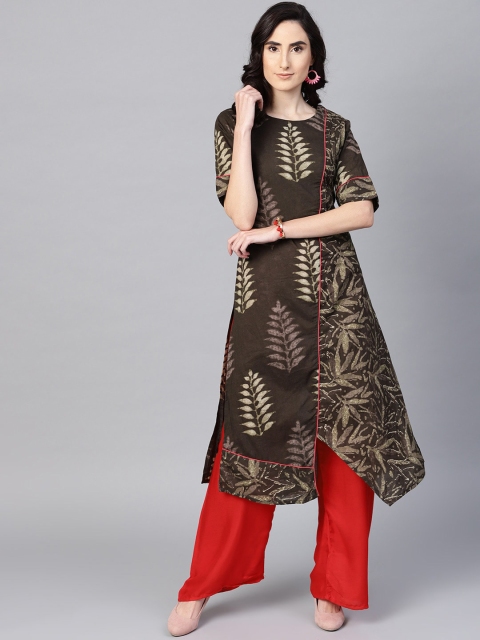 

ZOEYAMS Women Brown Printed A-Line Kurta