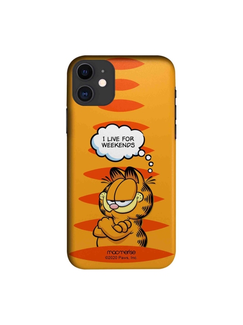 

macmerise Yellow & Orange Cartoon Characters Living for Weekends iPhone 11 Back Case