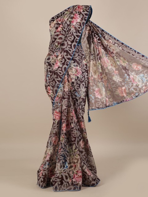 

Pothys Brown & Off-White Jute Silk Printed Saree