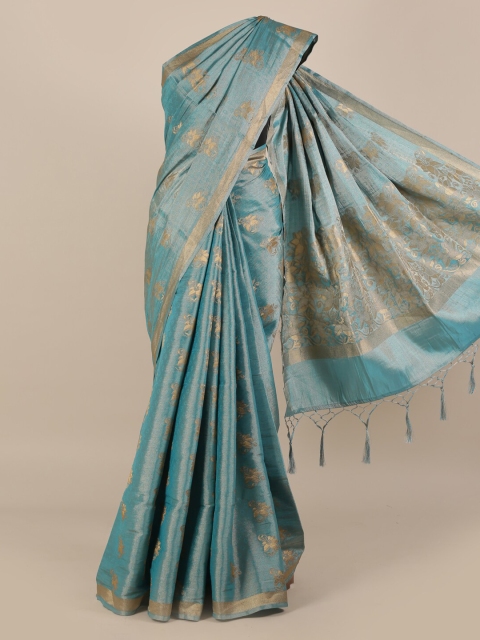 Pothys Blue Woven Design Jute Silk Saree