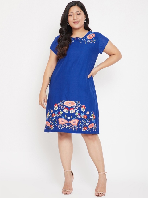 

Crease & Clips Women Blue Printed A-Line Dress