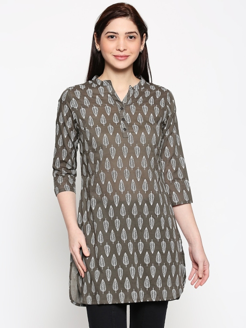 

People Women Grey & White Printed Cotton Tunic