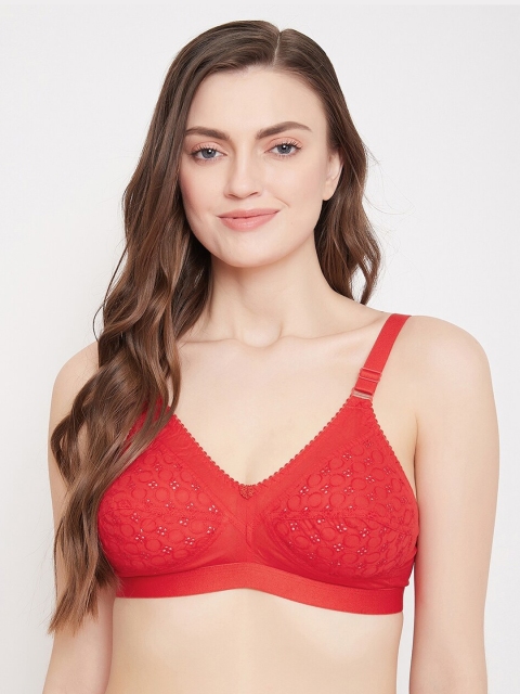 

Klassik Women Red Self Design Non-Wired Non-Padded Everyday Bra KLREDJSK