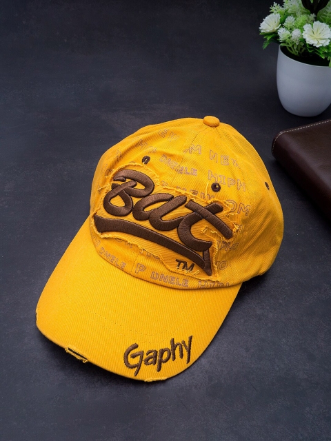 

Golden Peacock Unisex Yellow & Brown Embroidered Snapback Cap