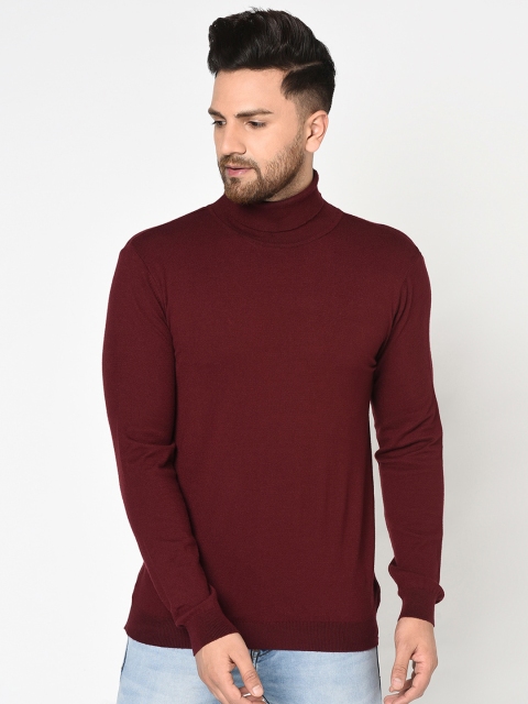 

METTLE Men Maroon Solid Pullover Sweater
