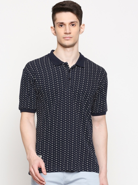 

FiTZ Men Navy Blue Printed Polo Collar T-shirt