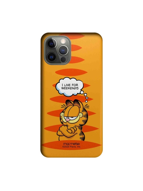 

macmerise White & Orange Garfield Living For Weekends iPhone 12 Pro Case
