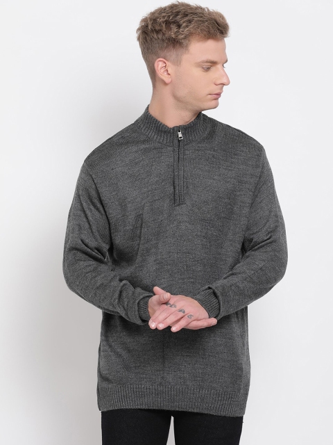

COBB Men Grey Solid Pullover Sweater
