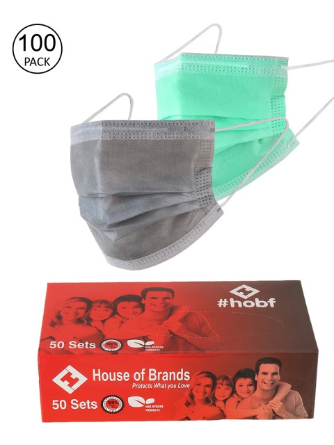 

LONDON FASHION hob Unisex Pack Of 100 3-Ply Anti-Pollution Surgical Mask, Green