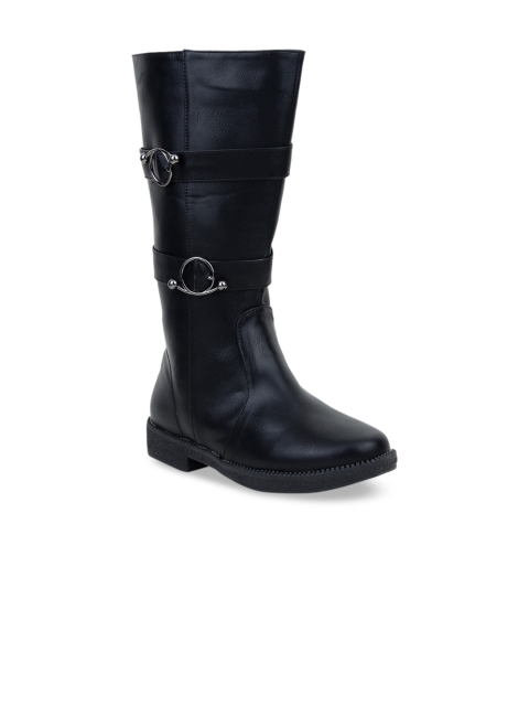 

MSC Women Black Woven Design Heeled Boots