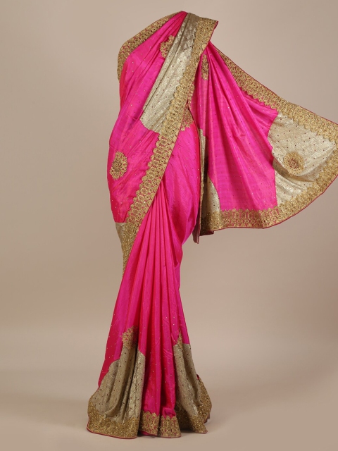 

Pothys Pink Embellished Jute Silk Saree