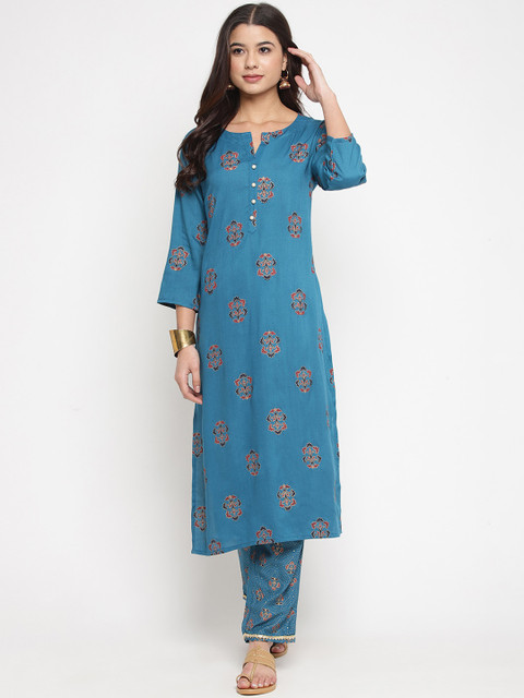 

Prakhya Women Blue Printed Kurta with Trousers