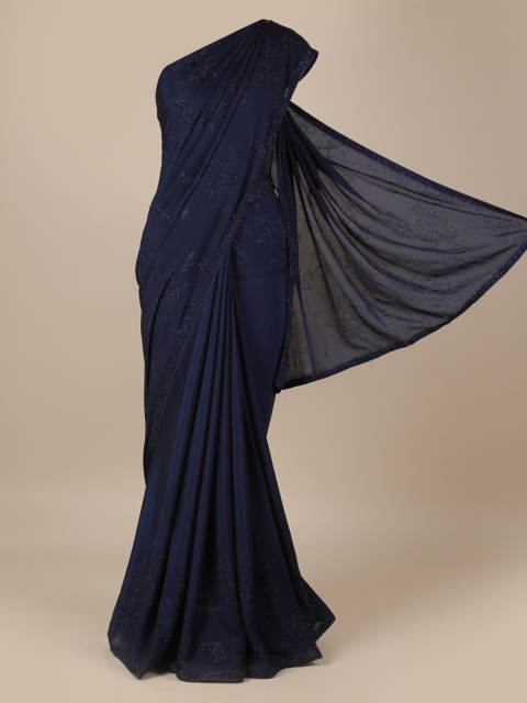 

Pothys Navy Blue Solid Saree