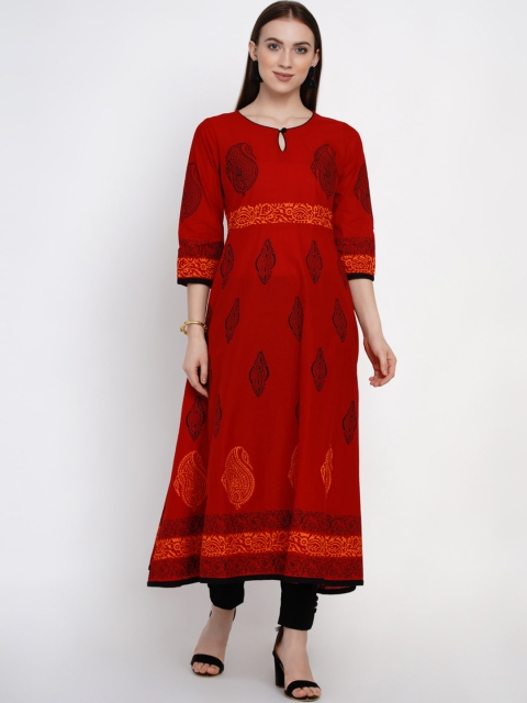 

Akshatani Women Red Dyed Anarkali Kurta