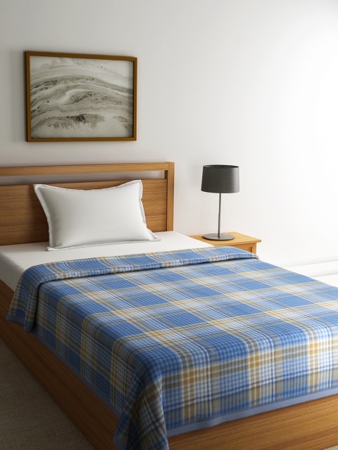 

Raymond Home Blue & Brown Checked Heavy Winter 354 GSM Double Bed Blanket