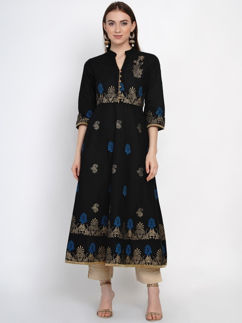 

Akshatani Women Black Printed Anarkali Kurta